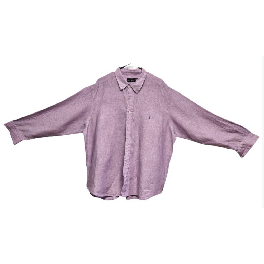 Polo Ralph Lauren 2XL Linen Purple Lavender Collared Dress Button Down Shirt